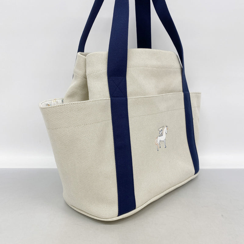 【6kc2181】エルメス マザーズバッグ カブリオル トワルアッシュ ネイビー シルバー金具【中古】レディース
