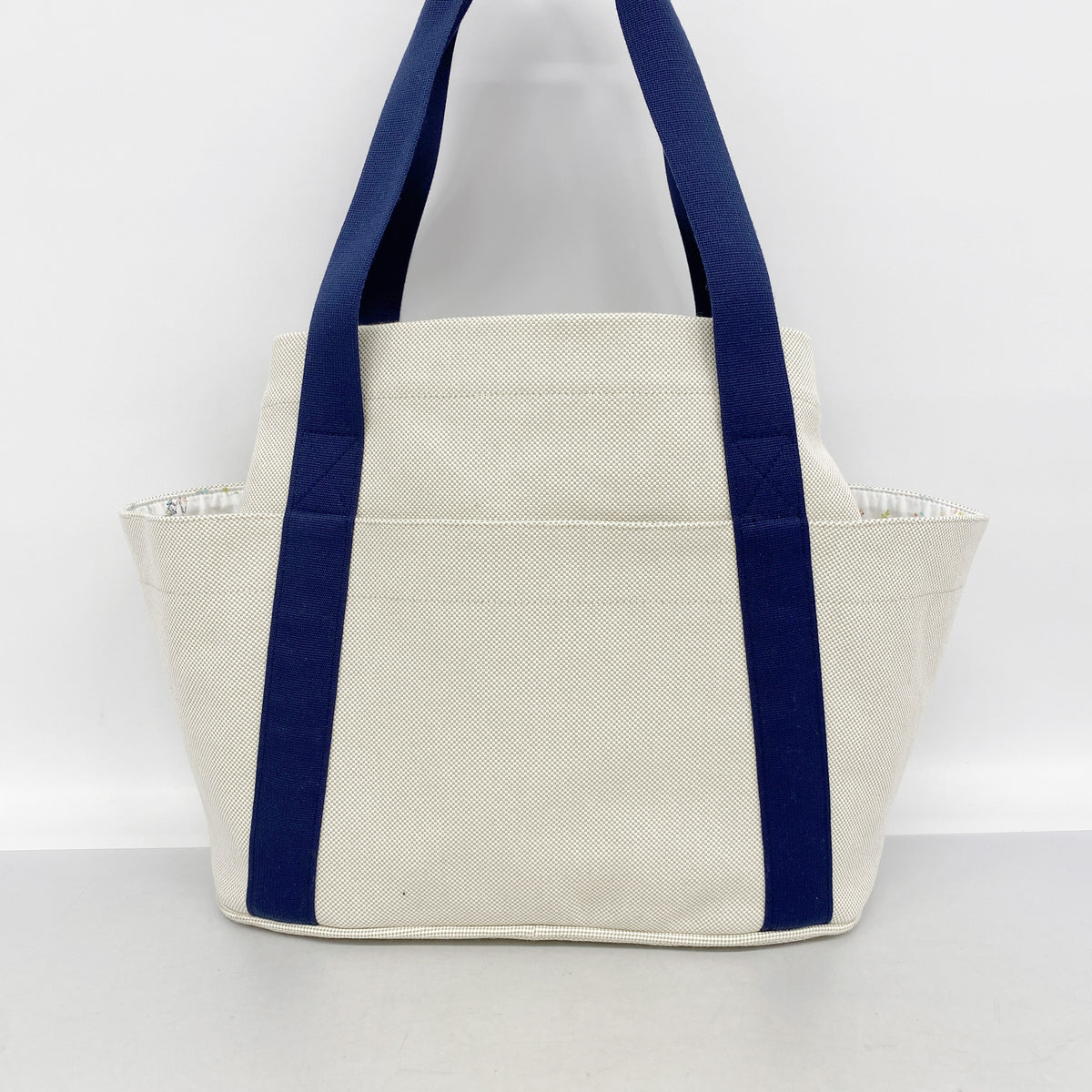 【6kc2181】エルメス マザーズバッグ カブリオル トワルアッシュ ネイビー シルバー金具【中古】レディース
