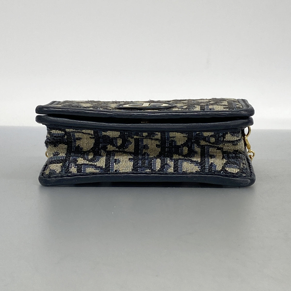 【6kc2195】クリスチャンディオール ショルダーバッグ トロッター オブリーク キャンバス ネイビー ゴールド金具【中古】レディース