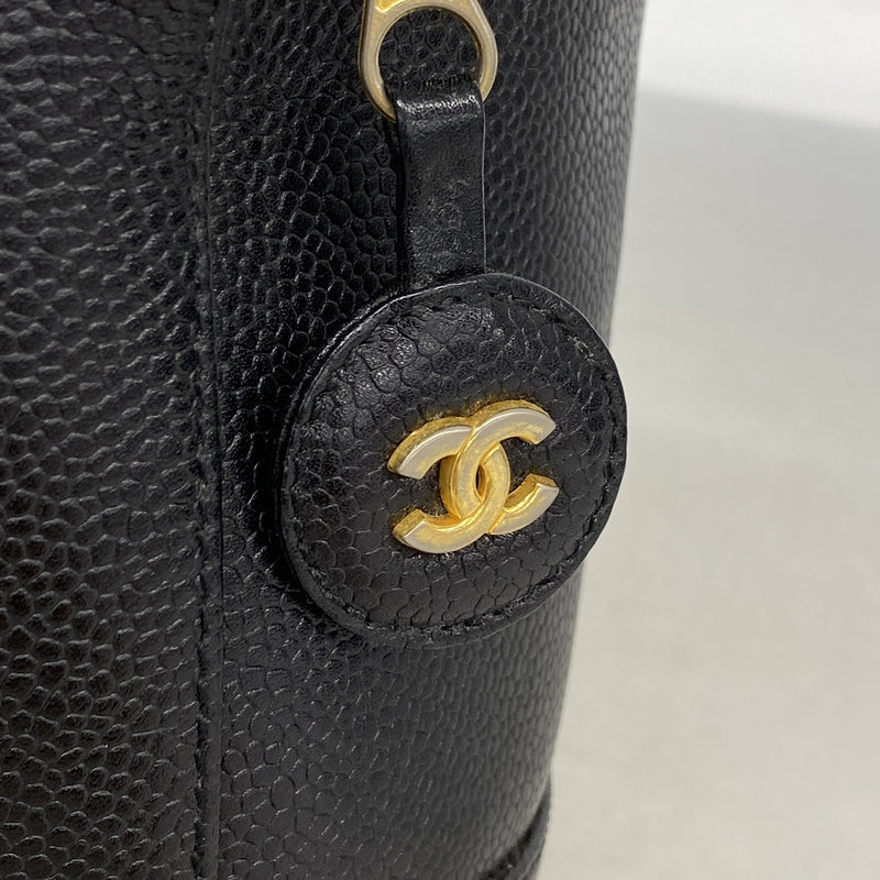 【6kc2203】シャネル バニティバッグ キャビアスキン ブラック ゴールド金具【中古】レディース