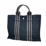 【6kc2205】エルメス ハンドバッグ フールトゥPM キャンバス ブラック シルバー金具【中古】レディース