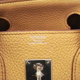 【6kc2215】エルメス ハンドバッグ バーキン30 トリヨンクレマンス タバックキャメル シルバー金具 □M刻印【中古】レディース