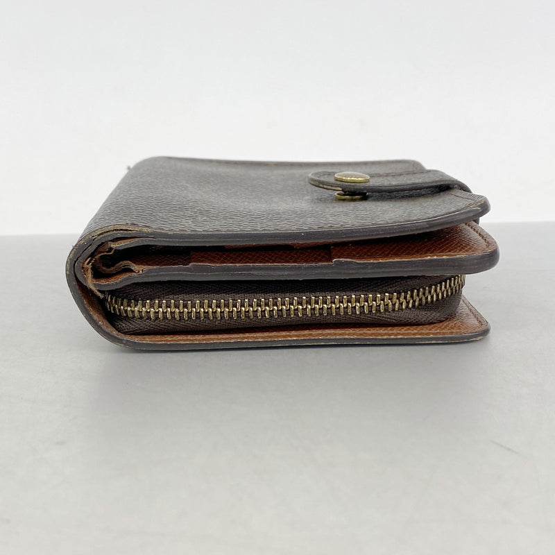 【6kc2225】ルイヴィトン 財布 モノグラム コンパクトジップ M61667 ブラウン【中古】レディース