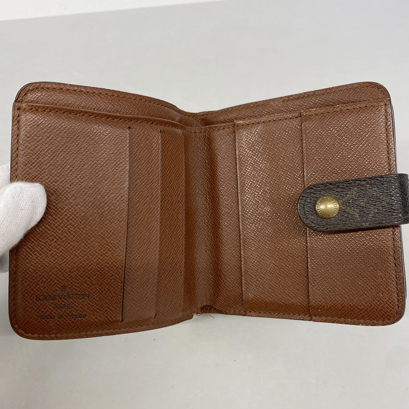 【6kc2225】ルイヴィトン 財布 モノグラム コンパクトジップ M61667 ブラウン【中古】レディース