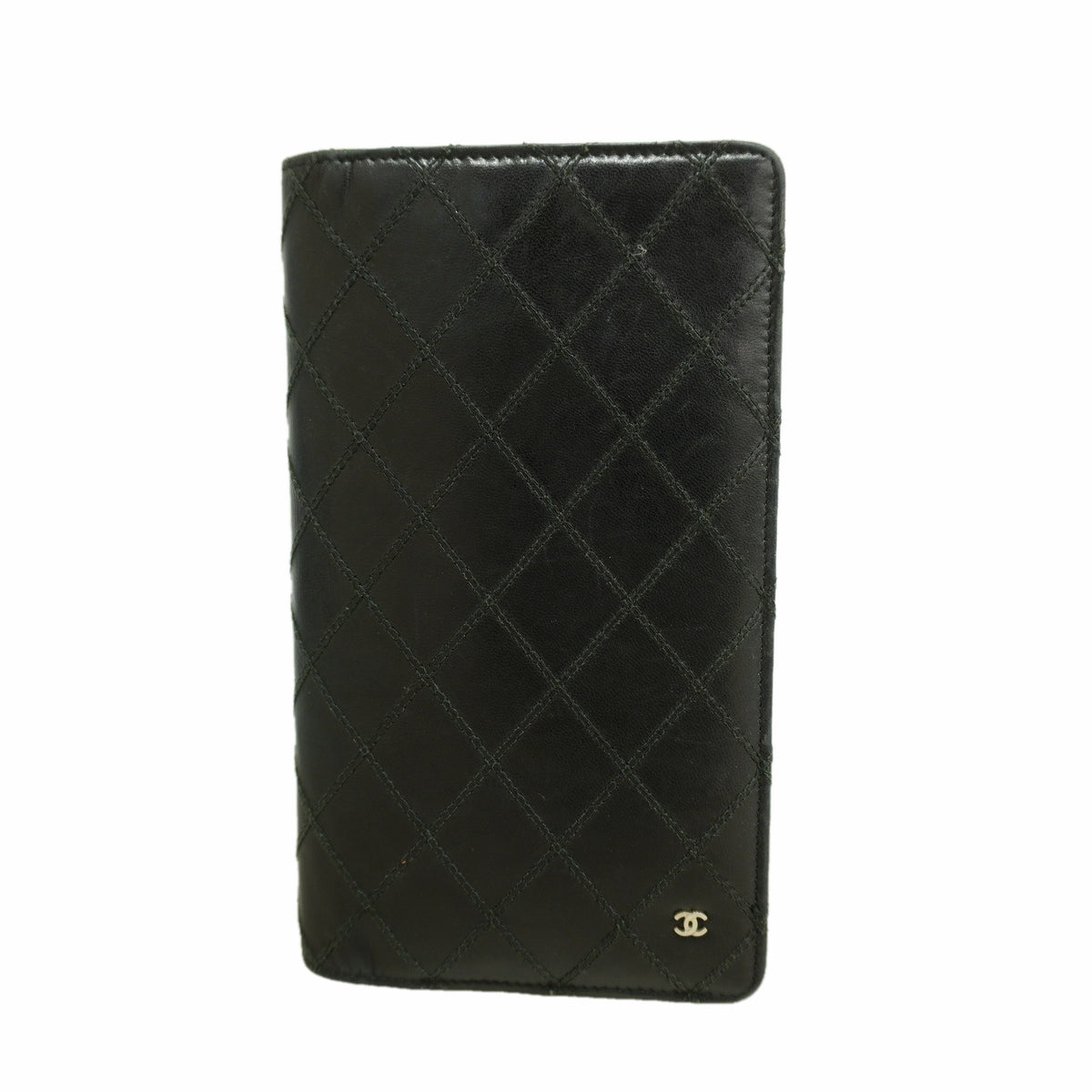 【6kc2230】シャネル 長財布 ビコローレ ラムスキン ブラック シルバー金具【中古】レディース