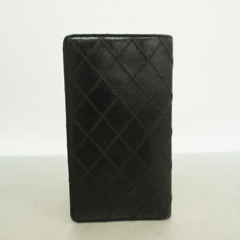 【6kc2230】シャネル 長財布 ビコローレ ラムスキン ブラック シルバー金具【中古】レディース
