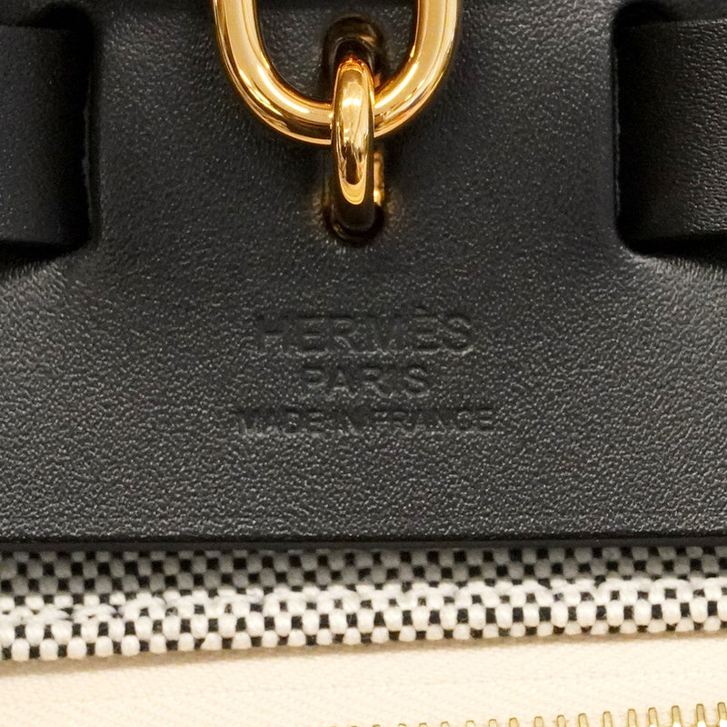 【6kc2234】エルメス ハンドバッグ エールバッグジップPM トワルGM ブラック ゴールド金具 G刻印【中古】レディース