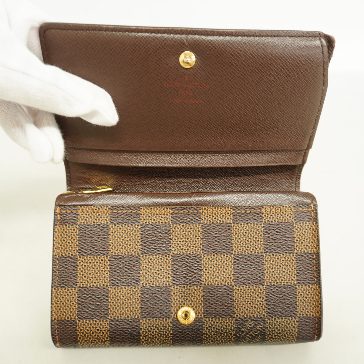 【6kc2246】ルイヴィトン 財布 ダミエ ポルトフォイユトレゾール N61736 エベヌ【中古】メンズ レディース ユニセックス