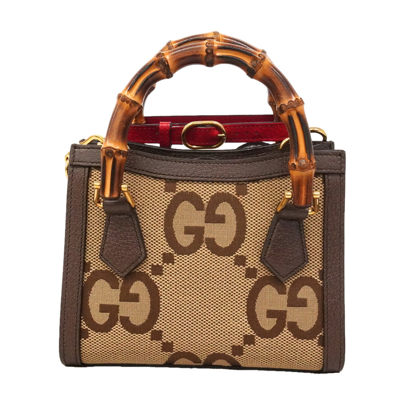 【6kc2254】グッチ ハンドバッグ ダイアナ 655661 キャンバス レザー ブラウン ゴールド金具 2wayバッグ【中古】レディース