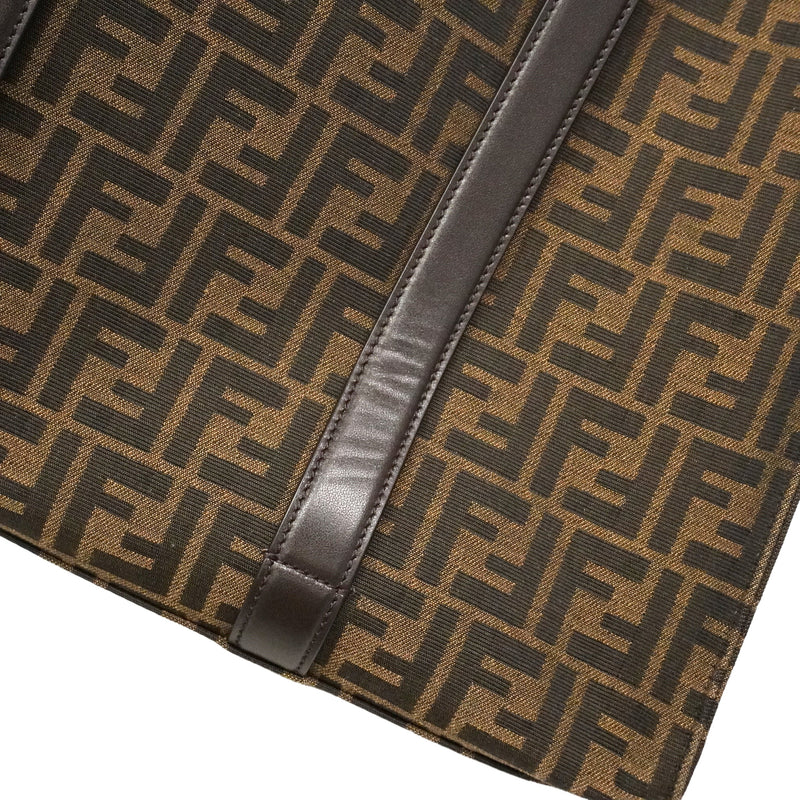 【6kc2255】フェンディ トートバッグ ズッカ ナイロンキャンバス ブラウン シルバー金具 2wayバッグ【中古】メンズ
