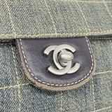 【6kc2281】シャネル ショルダーバッグ チョコバー チェーンショルダー デニム ブルー シルバー金具【中古】レディース