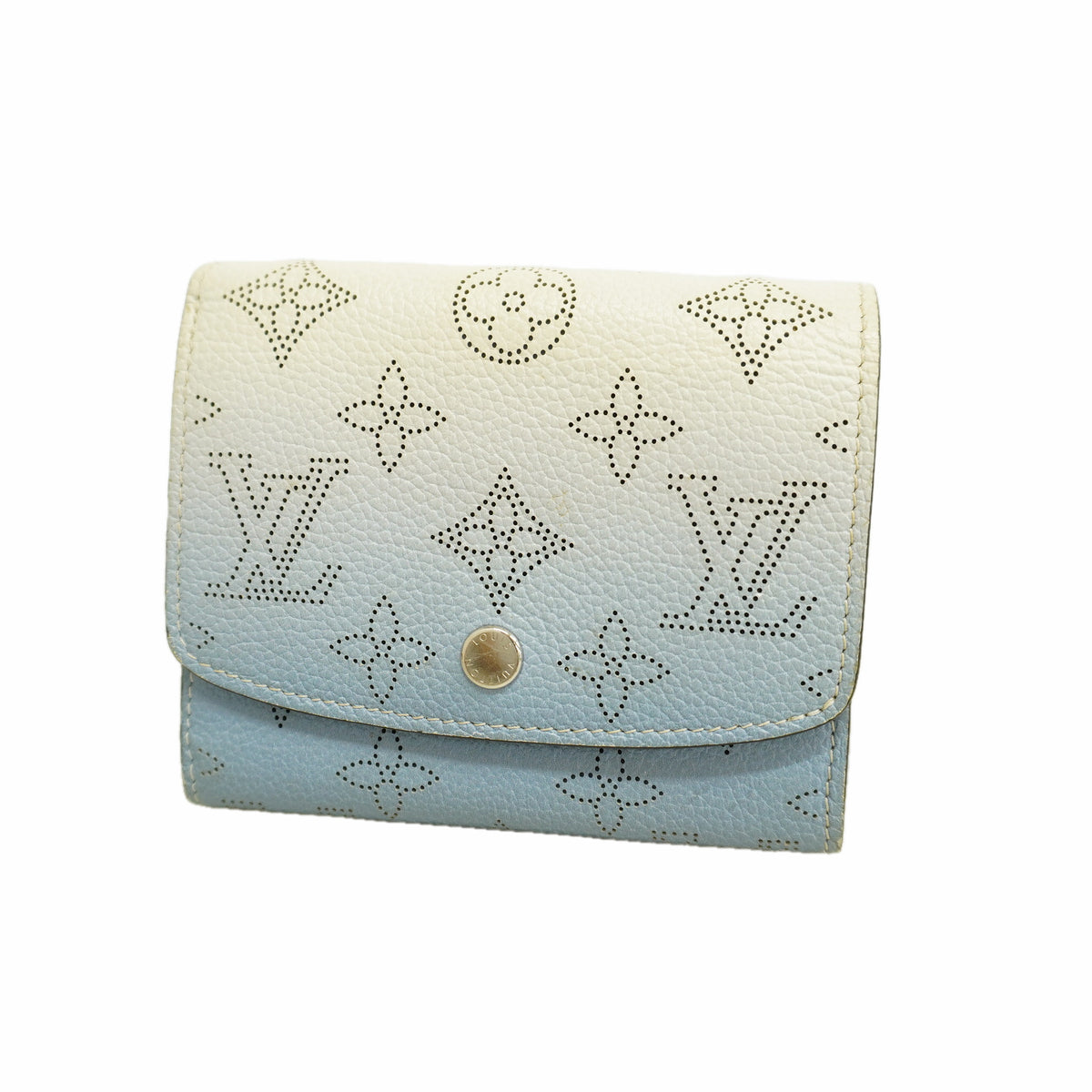 【6kc2305】ルイヴィトン 財布 マヒナ ポルトフォイユイリスコンパクト M80492 ブルー ホワイト【中古】レディース