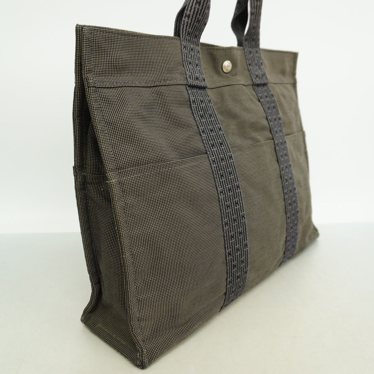 【6kc2327】エルメス トートバッグ エールラインMM ナイロン グレー シルバー金具【中古】メンズ レディース ユニセックス