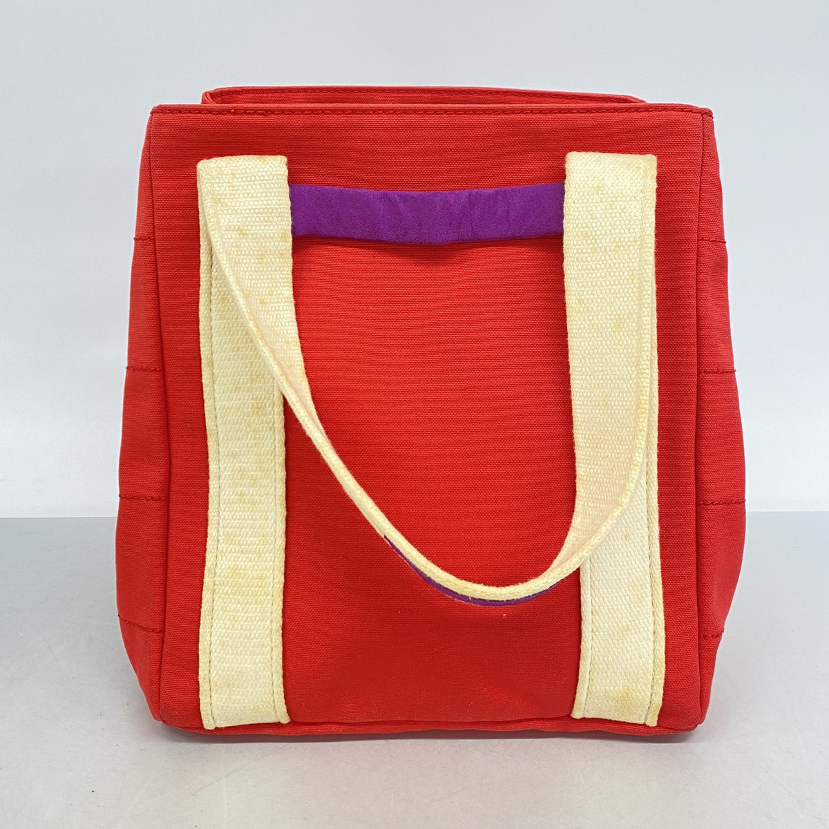 【6kc2350】シャネル トートバッグ チョコバー キャンバス レッド シャンパンゴールド金具【中古】レディース