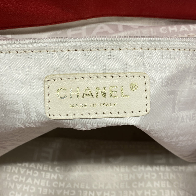 【6kc2350】シャネル トートバッグ チョコバー キャンバス レッド シャンパンゴールド金具【中古】レディース