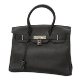 【6kc2365-h】エルメス ハンドバッグ バーキン30 トゴ ブラック シルバー金具 □G刻印【中古】レディース