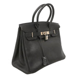 【6kc2365-h】エルメス ハンドバッグ バーキン30 トゴ ブラック シルバー金具 □G刻印【中古】レディース