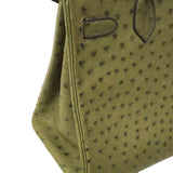 【6kc2366-g】エルメス ハンドバッグ バーキン30 オーストリッチ オリーブグリーン ゴールド金具 □K刻印【中古】レディース