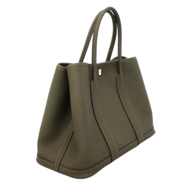 【6kc2399】エルメス トートバッグ ガーデンパーティTPM ネゴンダ ヴェールロデン シルバー金具 G刻印【中古】レディース