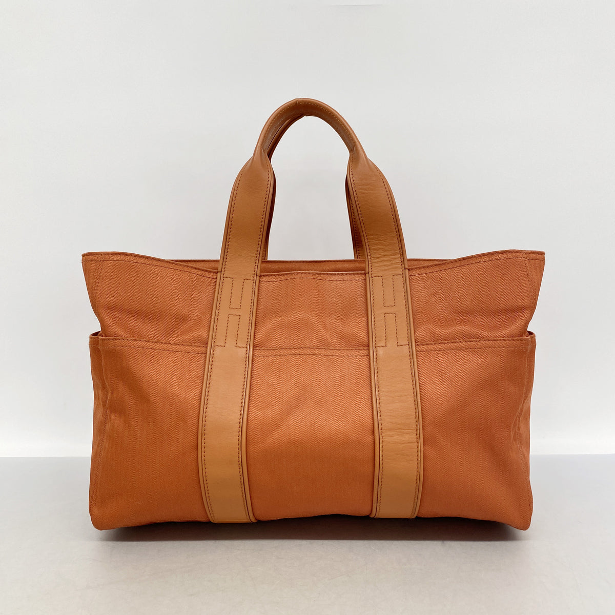 【6kc2425】エルメス トートバッグ アカプルコPM トワルシェブロン オレンジ シルバー金具【中古】メンズ レディース ユニセックス