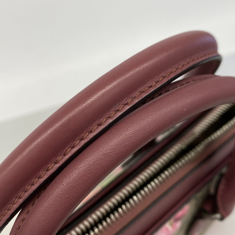 【6kc2428】グッチ ハンドバッグ GGブルームス 409534 PVC ブラウン ボルドー シルバー金具 2wayバッグ【中古】レディース