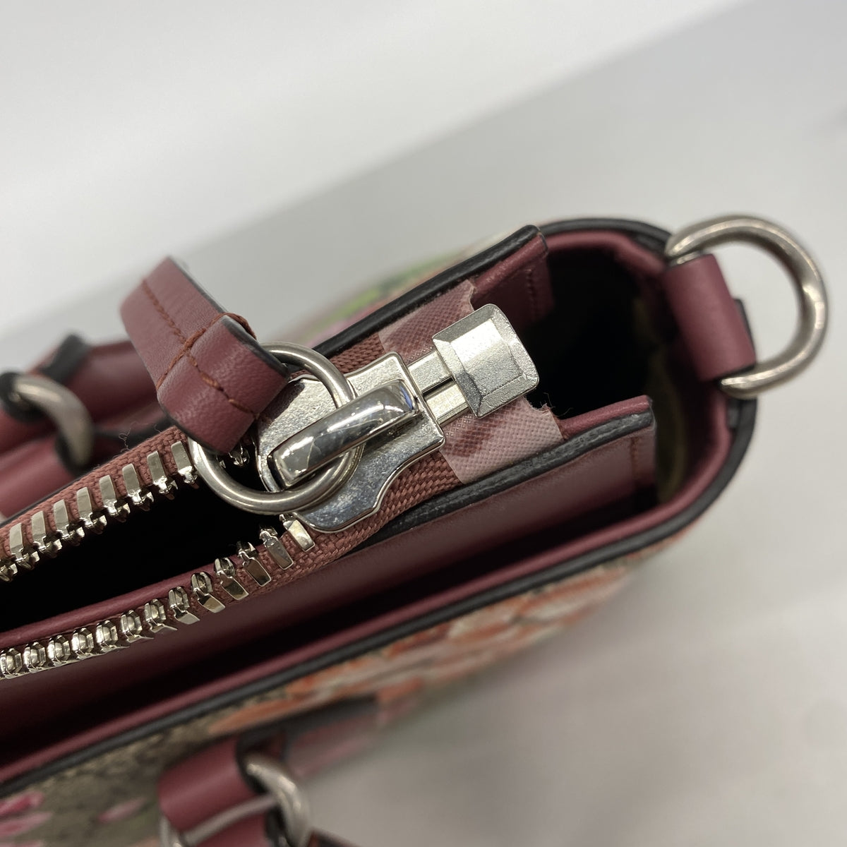 【6kc2428】グッチ ハンドバッグ GGブルームス 409534 PVC ブラウン ボルドー シルバー金具 2wayバッグ【中古】レディース