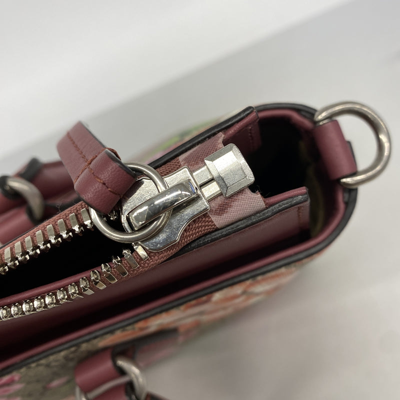 【6kc2428】グッチ ハンドバッグ GGブルームス 409534 PVC ブラウン ボルドー シルバー金具 2wayバッグ【中古】レディース