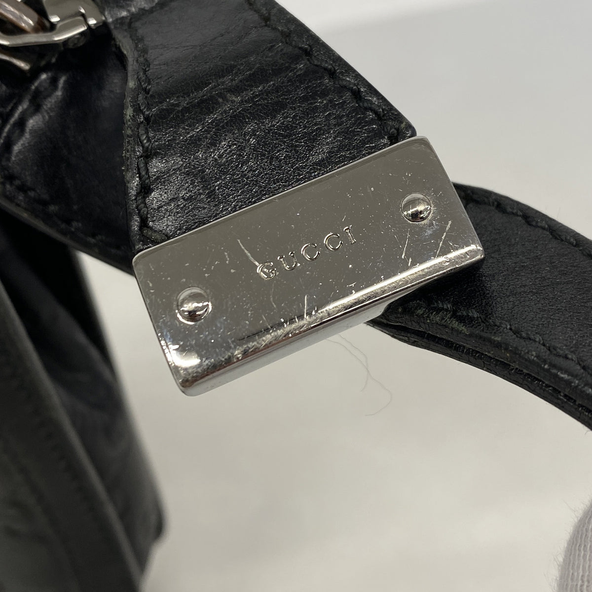 【6kc2429】グッチ クラッチバッグ グッチシマ 152600 レザー ブラック シルバー金具【中古】メンズ