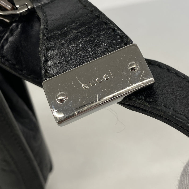 【6kc2429】グッチ クラッチバッグ グッチシマ 152600 レザー ブラック シルバー金具【中古】メンズ