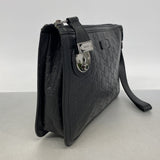【6kc2429】グッチ クラッチバッグ グッチシマ 152600 レザー ブラック シルバー金具【中古】メンズ