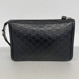 【6kc2429】グッチ クラッチバッグ グッチシマ 152600 レザー ブラック シルバー金具【中古】メンズ