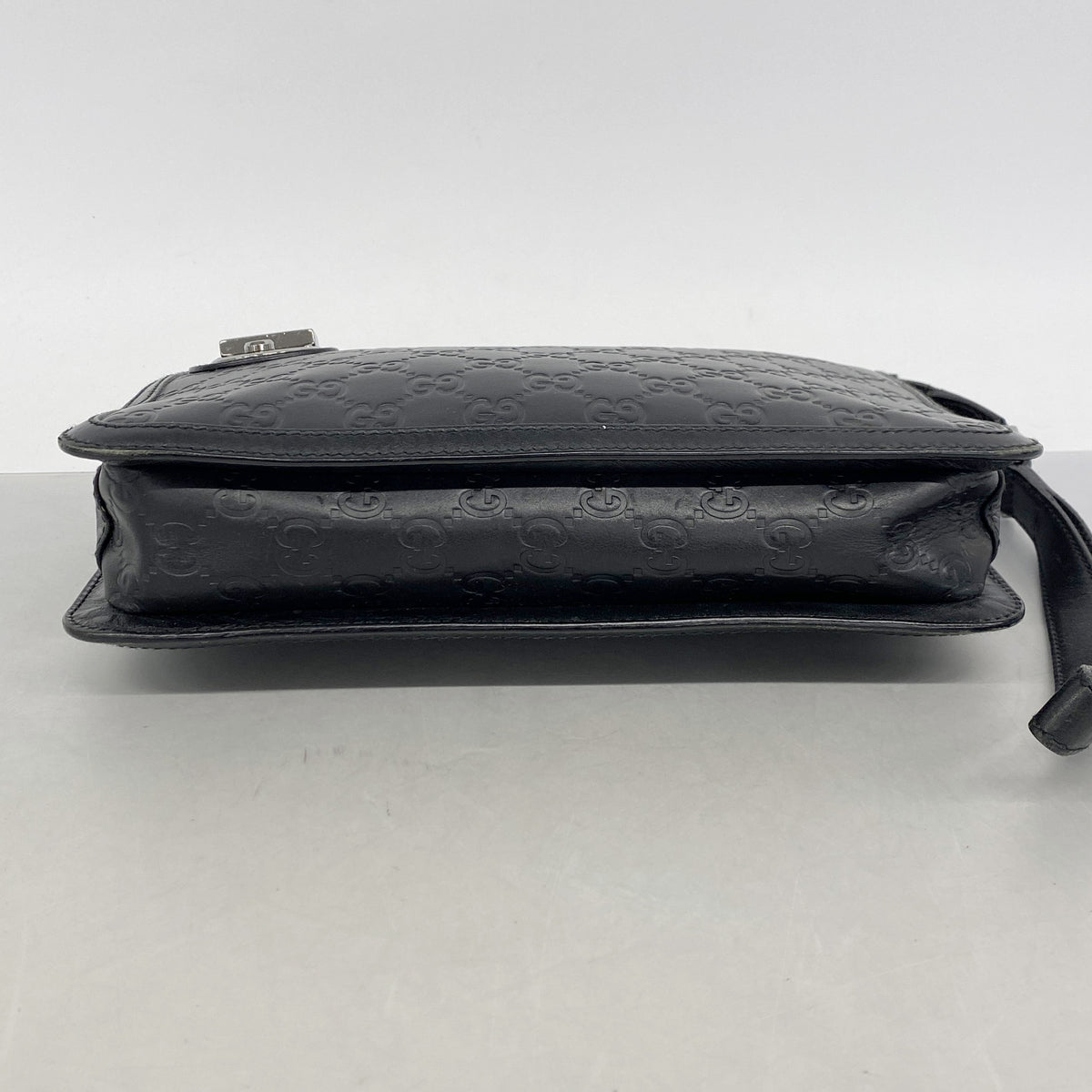 【6kc2429】グッチ クラッチバッグ グッチシマ 152600 レザー ブラック シルバー金具【中古】メンズ