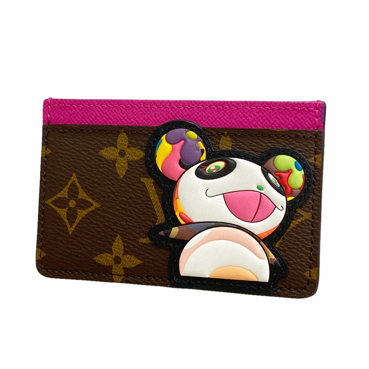 【6kc2452】ルイヴィトン カードケース モノグラム・パンダ ポルトカルトサーンプル M13439 ブラウン ピンク【中古】メンズ レディース ユニセックス