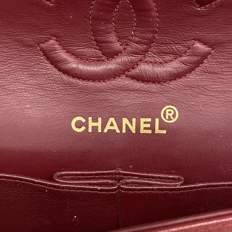 【6kc2472】シャネル ショルダーバッグ マトラッセ Wフラップ Wチェーン ラムスキン レッド ゴールド金具【中古】レディース