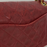 【6kc2472】シャネル ショルダーバッグ マトラッセ Wフラップ Wチェーン ラムスキン レッド ゴールド金具【中古】レディース