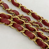 【6kc2472】シャネル ショルダーバッグ マトラッセ Wフラップ Wチェーン ラムスキン レッド ゴールド金具【中古】レディース