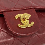 【6kc2472】シャネル ショルダーバッグ マトラッセ Wフラップ Wチェーン ラムスキン レッド ゴールド金具【中古】レディース