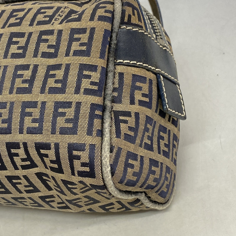 【6kc2477】フェンディ ハンドバッグ ズッキーノ ナイロンキャンバス ブラウン ブラック シルバー金具【中古】レディース