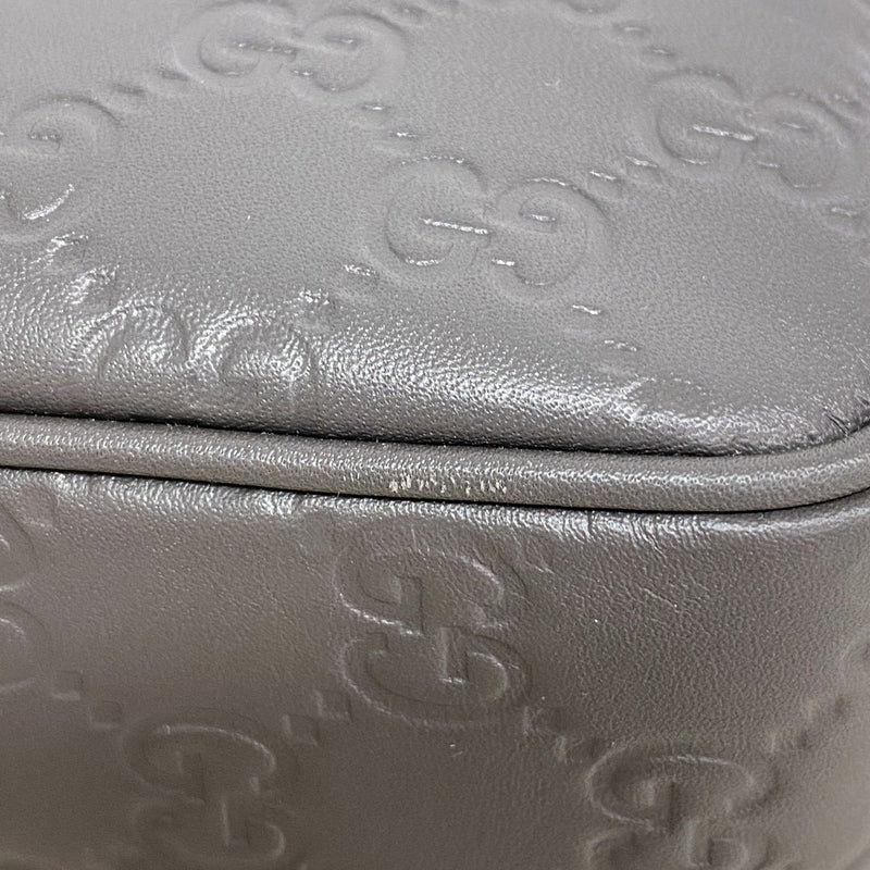 【6kc2478】グッチ ショルダーバッグ グッチシマ 850242 レザー グレー シルバー金具【中古】メンズ