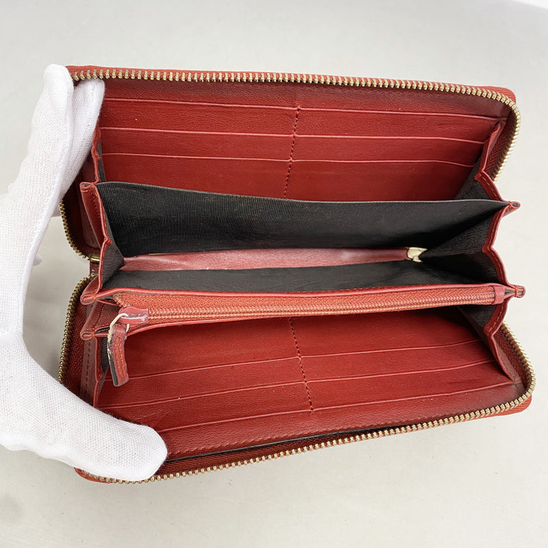 【6kc2479】グッチ 長財布 マイクログッチシマ 308260 エナメル ボルドー シャンパンゴールド金具【中古】レディース