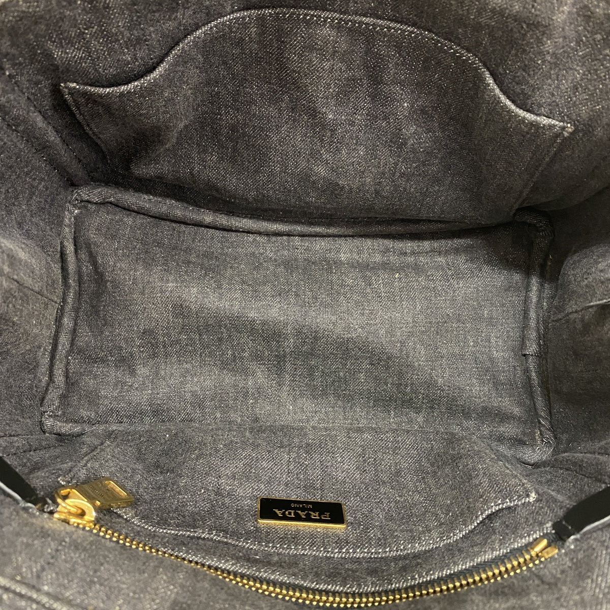 【6kc2486】プラダ トートバッグ カナパ キャンバス ブラック ゴールド金具【中古】レディース