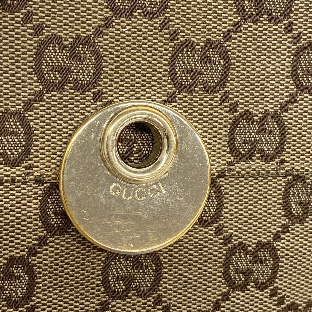 【6kc2489】グッチ 財布 GGキャンバス 120932 キャンバス ベージュ シャンパンゴールド金具【中古】レディース