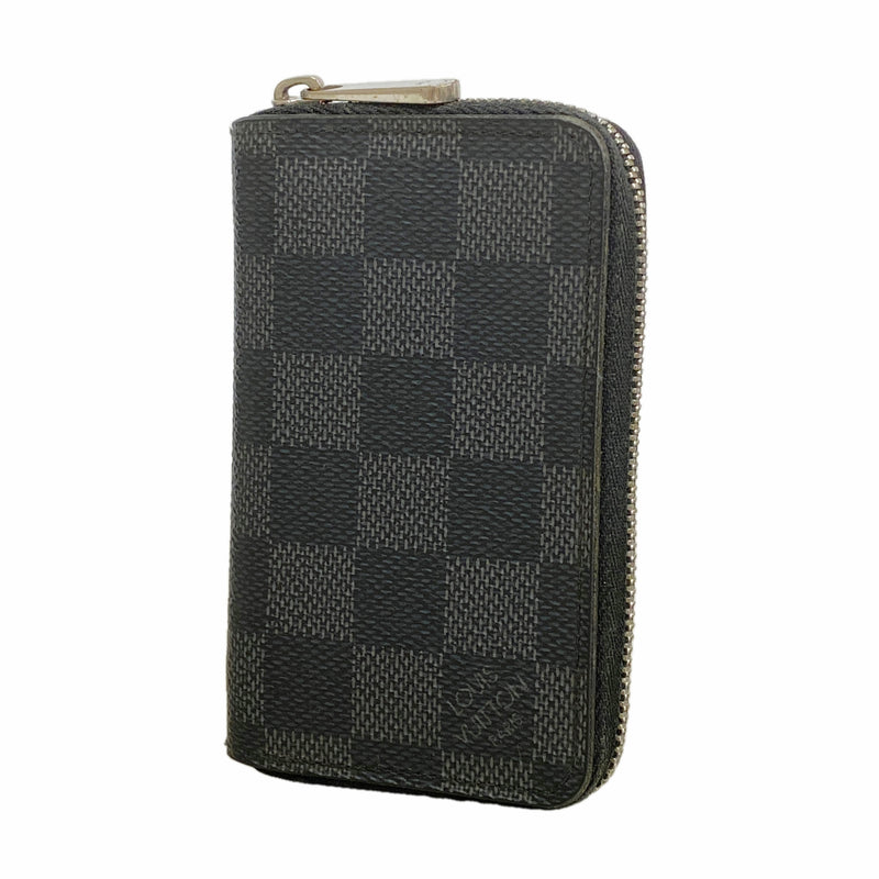 【6kc2491】ルイヴィトン コインケース ダミエ・グラフィット ジッピーコインパース N63076 ブラック グレー【中古】メンズ