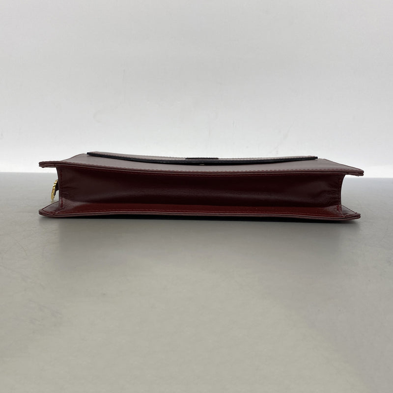 【6kc2498】カルティエ クラッチバッグ マスト レザー ボルドー ゴールド金具【中古】メンズ