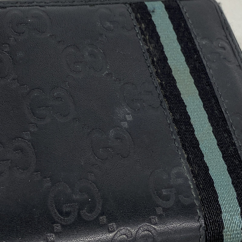 【6kc2516】グッチ 長財布 グッチシマ 308009 レザー ブラック シルバー金具【中古】メンズ