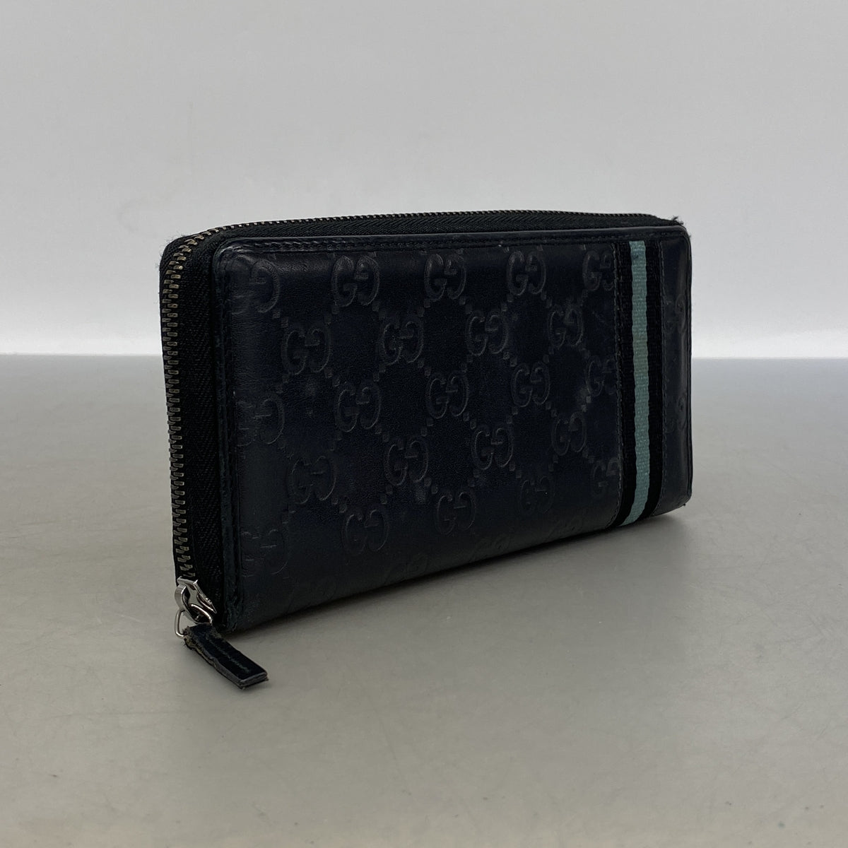 【6kc2516】グッチ 長財布 グッチシマ 308009 レザー ブラック シルバー金具【中古】メンズ