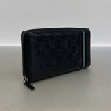 【6kc2516】グッチ 長財布 グッチシマ 308009 レザー ブラック シルバー金具【中古】メンズ