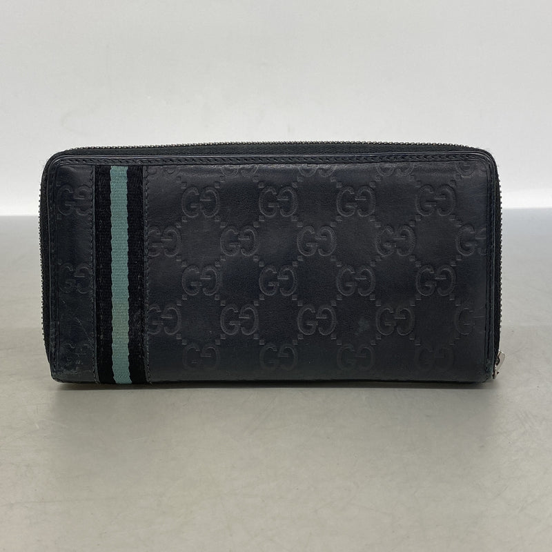 【6kc2516】グッチ 長財布 グッチシマ 308009 レザー ブラック シルバー金具【中古】メンズ