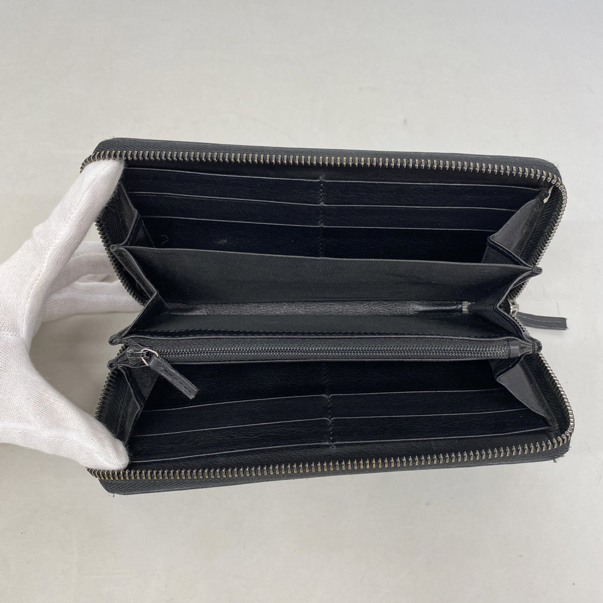 【6kc2516】グッチ 長財布 グッチシマ 308009 レザー ブラック シルバー金具【中古】メンズ