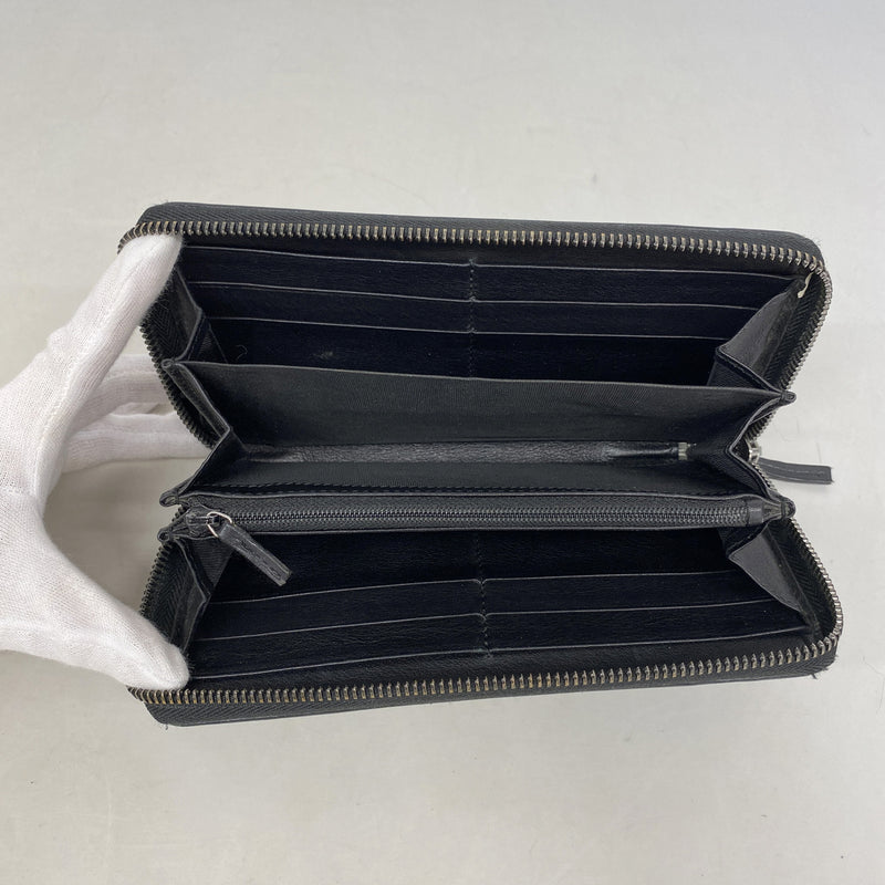【6kc2516】グッチ 長財布 グッチシマ 308009 レザー ブラック シルバー金具【中古】メンズ